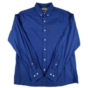 Ariat Mens Modern Fit Blue Geometric Micro Print Button Down Shirt Medium M